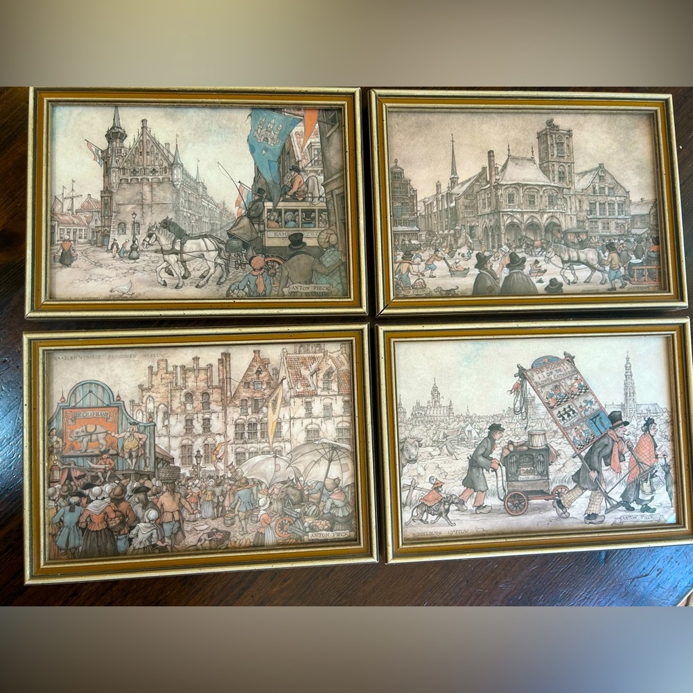 Vintage Framed Anton Pieck Reproduction Prints- Set of 4